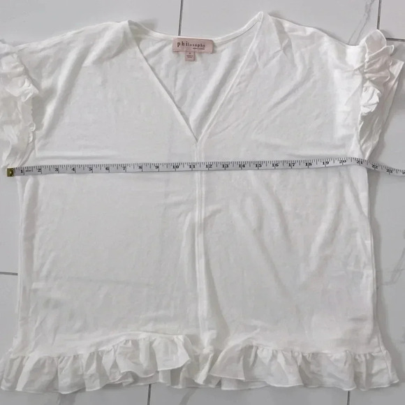 Philosophy/ White flowy tee shirt/Short sleeved/ V-neck/ Viscose blend/Size US S - Picture 12 of 12